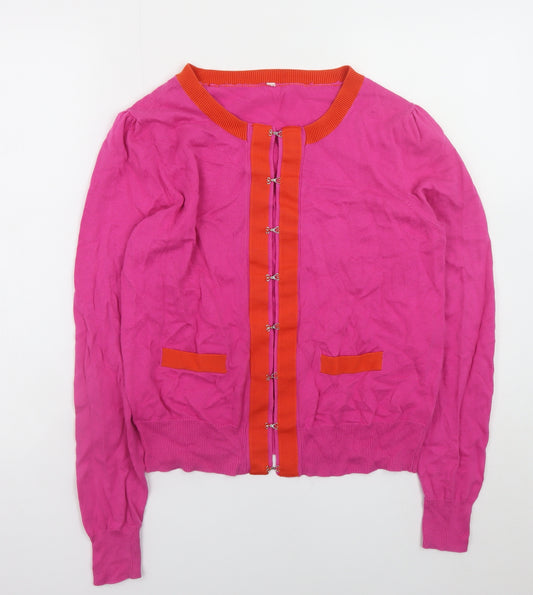 Next Women’s Pink Cotton Cardigan UK 16 Crew Neck Long Sleeve