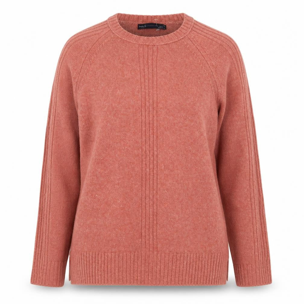 Front view of Marks & Spencer Women Pink Crew Neck Knit jumper M
