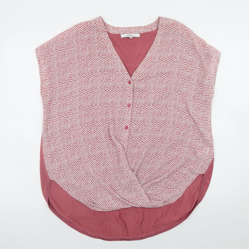 Next Womens Pink V-Neck Tunic Blouse Size 14 Relaxed Fit