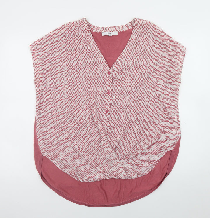 Next Womens Pink V-Neck Tunic Blouse Size 14 Relaxed Fit