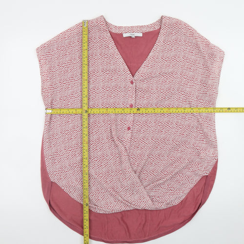 Next Womens Pink V-Neck Tunic Blouse Size 14 Relaxed Fit