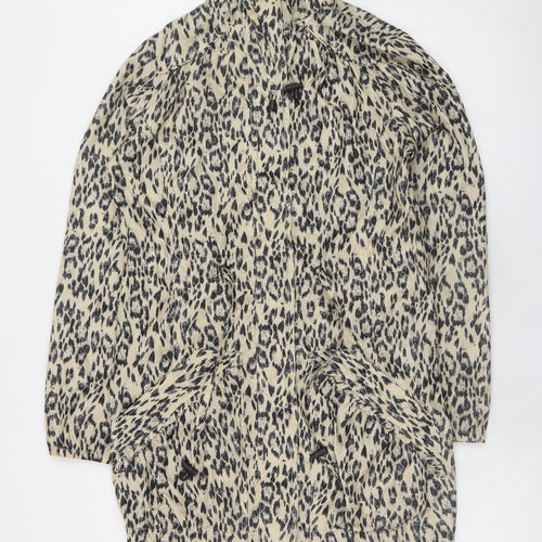 New Look Womens Beige Animal Print Hooded Anorak Jacket UK 6