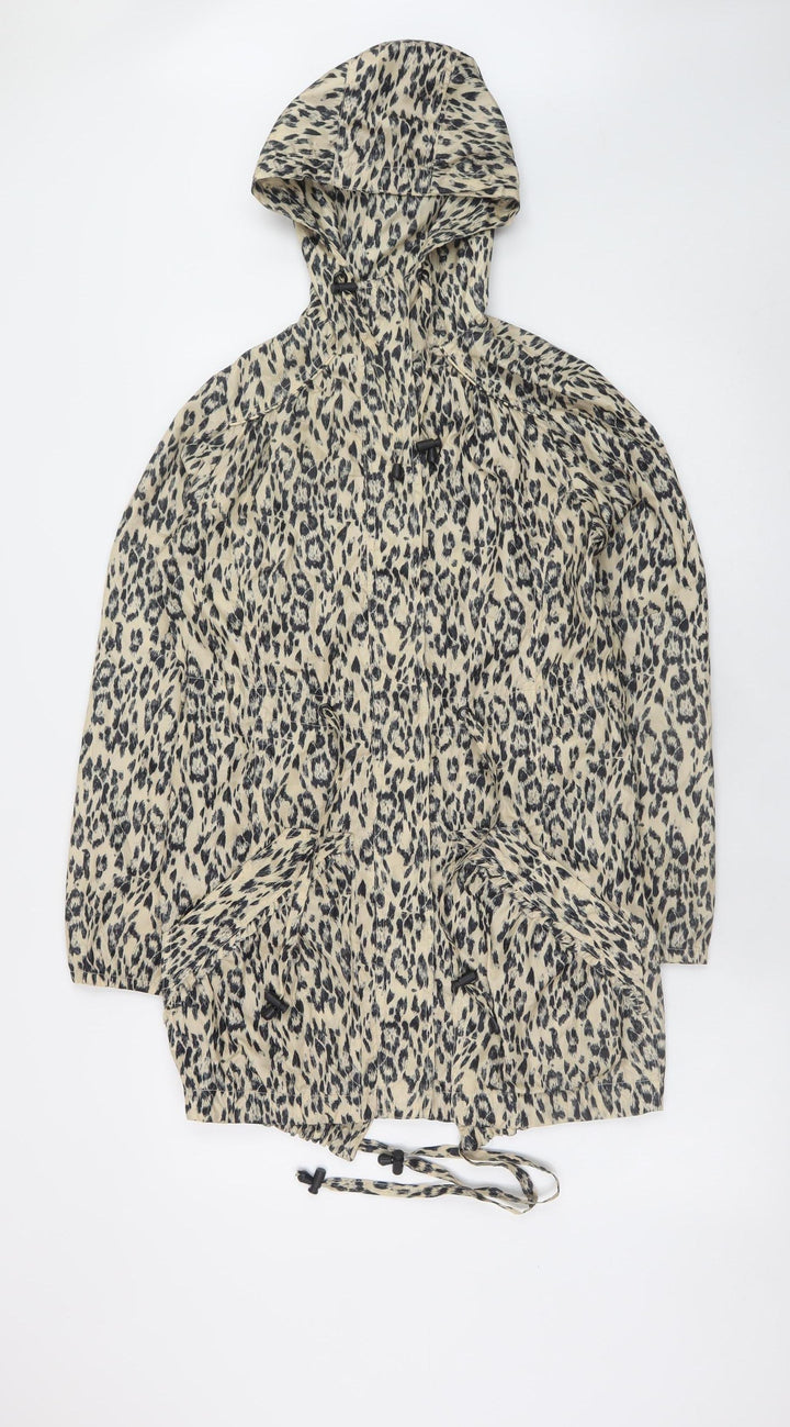 New Look Womens Beige Animal Print Hooded Anorak Jacket UK 6