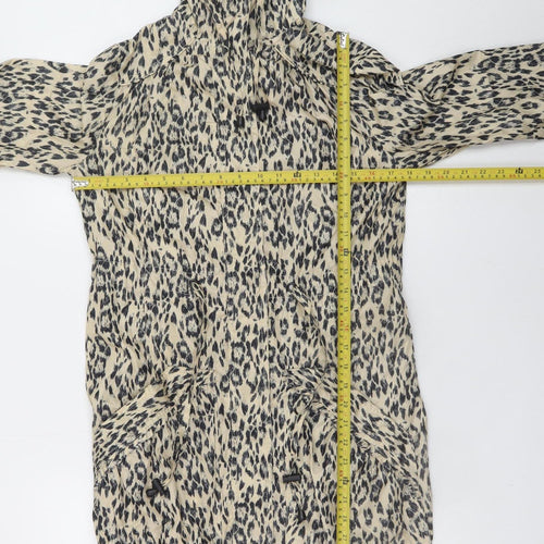 New Look Womens Beige Animal Print Hooded Anorak Jacket UK 6