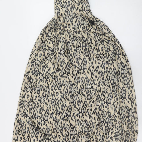 New Look Womens Beige Animal Print Hooded Anorak Jacket UK 6