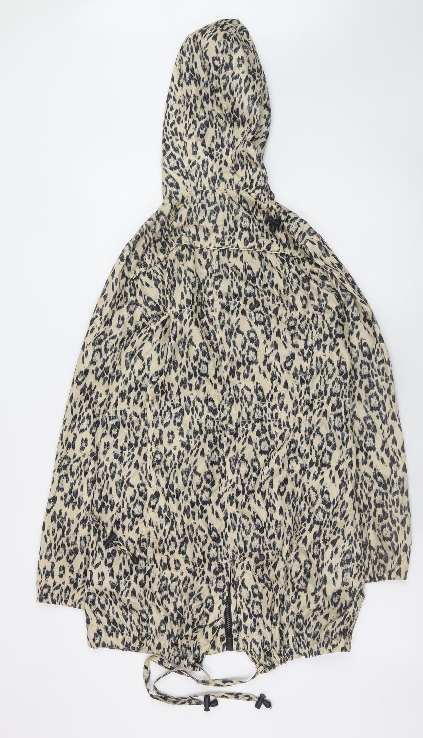 New Look Womens Beige Animal Print Hooded Anorak Jacket UK 6