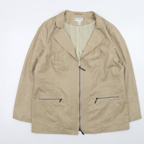 Création L Women's Beige Zip Jacket Size 20 Cotton Blend