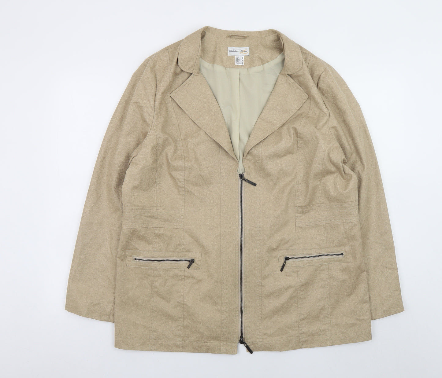 Création L Women's Beige Zip Jacket Size 20 Cotton Blend