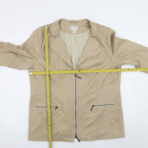 Création L Women's Beige Zip Jacket Size 20 Cotton Blend