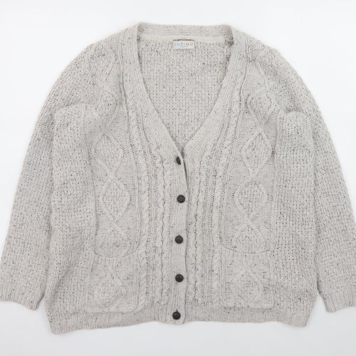 Marks and Spencer Women Grey Size 16 Cable Knit Cardigan