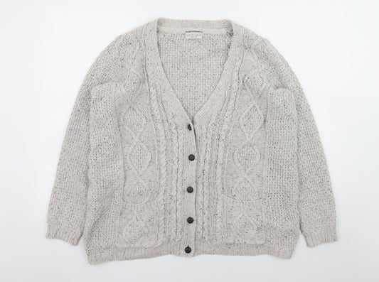 Marks and Spencer Women Grey Size 16 Cable Knit Cardigan