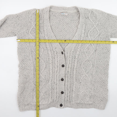 Marks and Spencer Women Grey Size 16 Cable Knit Cardigan