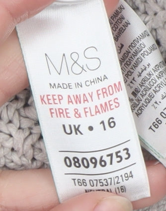 Marks and Spencer Women Grey Size 16 Cable Knit Cardigan