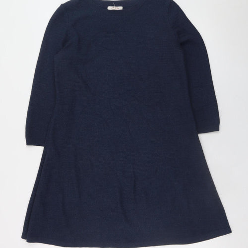 Fat Face Womens Blue Cotton Knit A-Line Dress Size 12