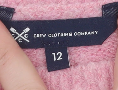 Crew Clothing Women Pink Sequin Heart Pullover Jumper Size 12