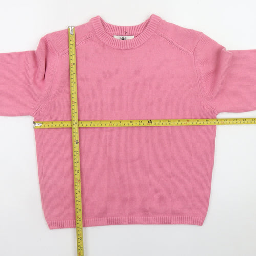 Marks and Spencer Women's Pink Cotton Crew Neck Jumper Size S