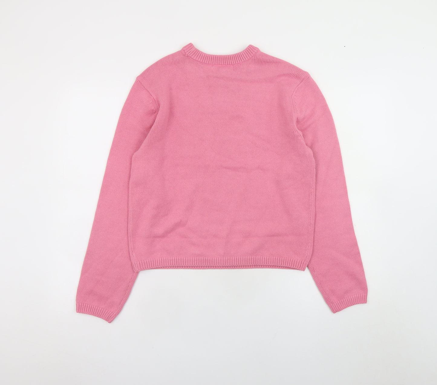 Marks and Spencer Women's Pink Cotton Crew Neck Jumper Size S