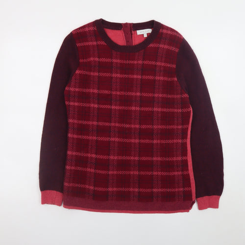 Kew 159 Womens Red Check Lambswool Long Sleeve Pullover Jumper L