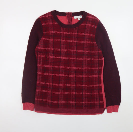 Kew 159 Womens Red Check Lambswool Long Sleeve Pullover Jumper L