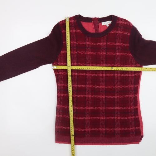 Kew 159 Womens Red Check Lambswool Long Sleeve Pullover Jumper L