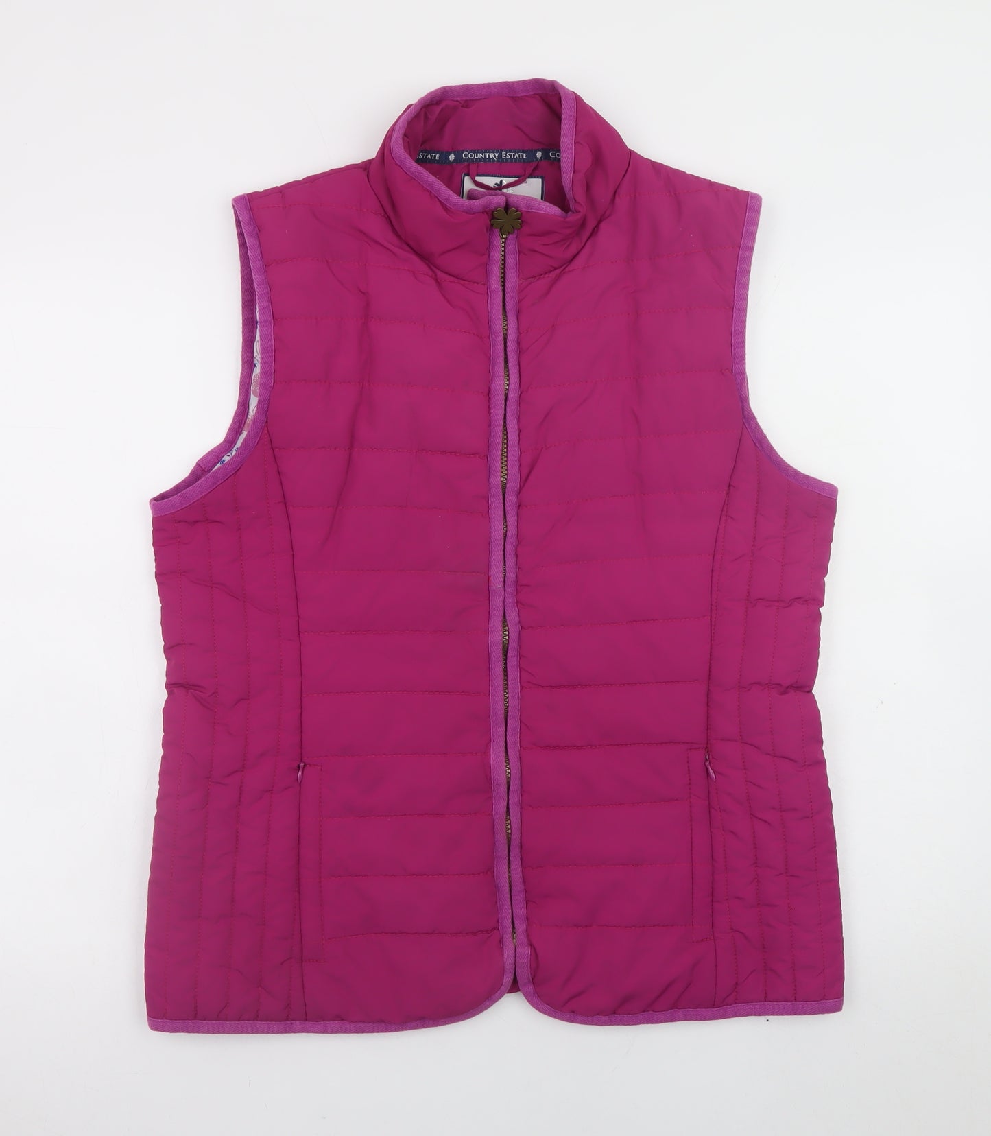 Country Estate Womens Pink Quilted Waistcoat Size 16 Sleeveless Zip Gilet