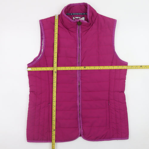 Country Estate Womens Pink Quilted Waistcoat Size 16 Sleeveless Zip Gilet