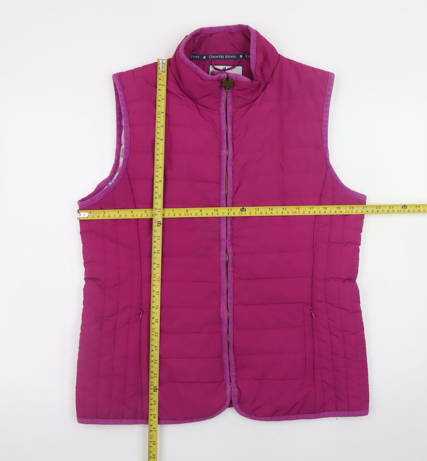Country Estate Womens Pink Quilted Waistcoat Size 16 Sleeveless Zip Gilet