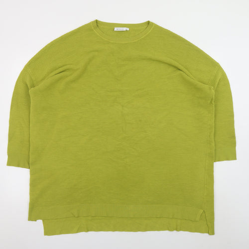Masai Women Green L Relaxed Fit 3/4 Sleeve Knit Pullover Jumper