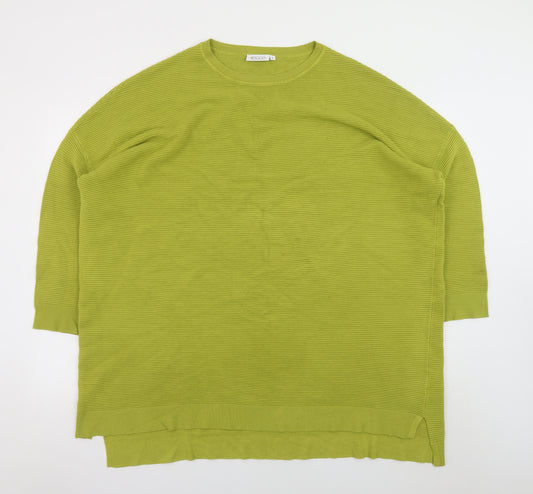 Masai Women Green L Relaxed Fit 3/4 Sleeve Knit Pullover Jumper