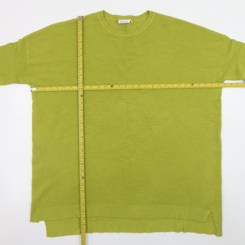 Masai Women Green L Relaxed Fit 3/4 Sleeve Knit Pullover Jumper