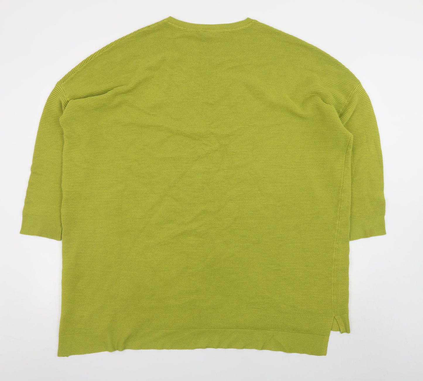 Masai Women Green L Relaxed Fit 3/4 Sleeve Knit Pullover Jumper