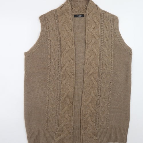George Women Beige Cable Knit Sleeveless Vest UK 18