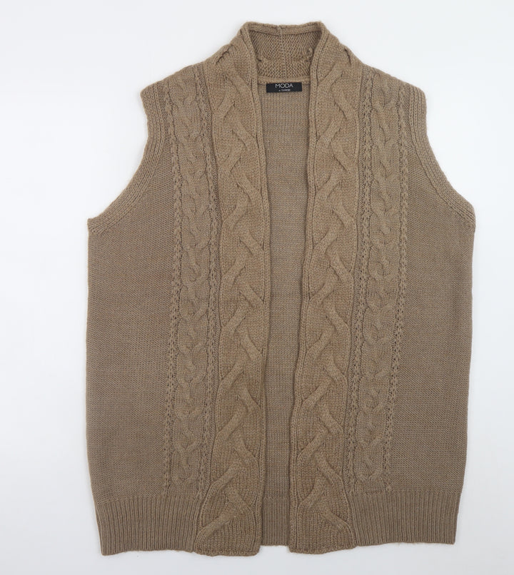 George Women Beige Cable Knit Sleeveless Vest UK 18
