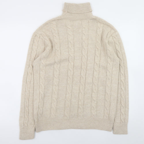 iets frans Women’s Beige Roll Neck Cable Knit Wool Jumper Size S