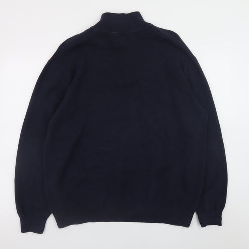 Next Men’s Blue Cotton XL Half Zip Jumper High Neck Knit
