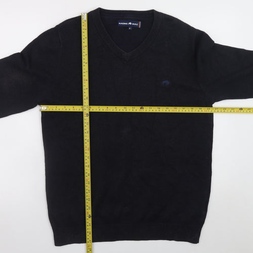 Raging Bull Men's Black V-Neck Cotton Cashmere Jumper M