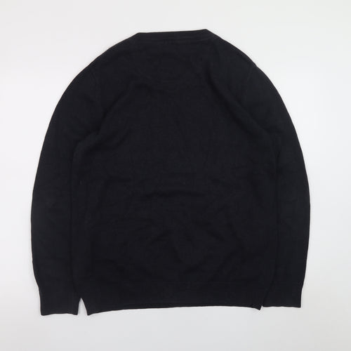 Raging Bull Men's Black V-Neck Cotton Cashmere Jumper M