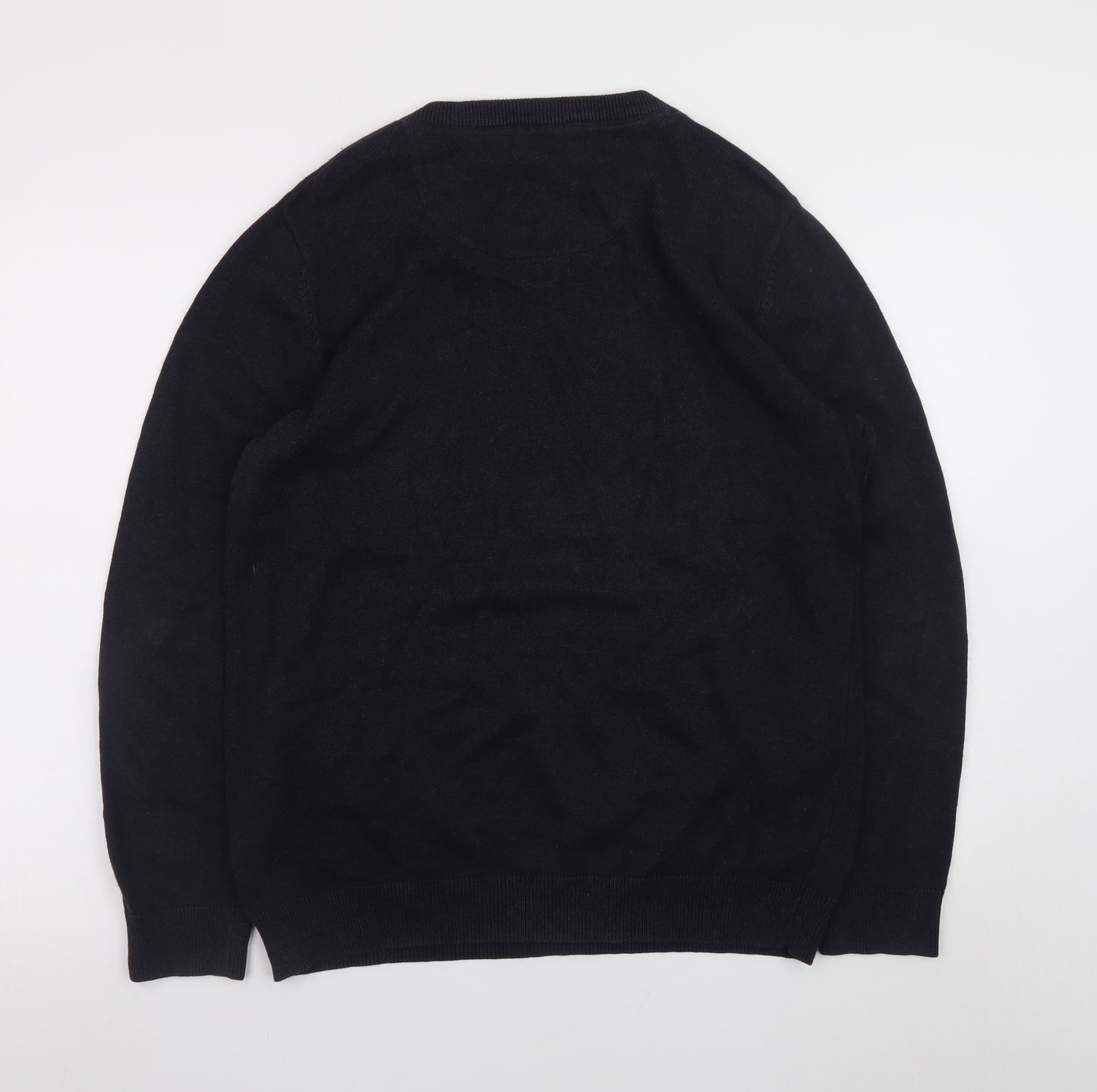 Raging Bull Men's Black V-Neck Cotton Cashmere Jumper M