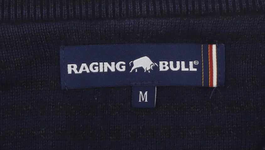 Raging Bull Men's Black V-Neck Cotton Cashmere Jumper M
