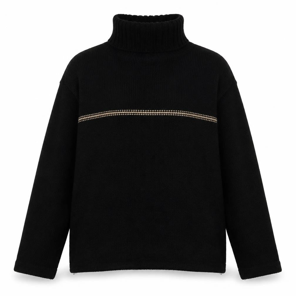 Front view of Whispering Smith Women Black L Roll Neck Knit jumper