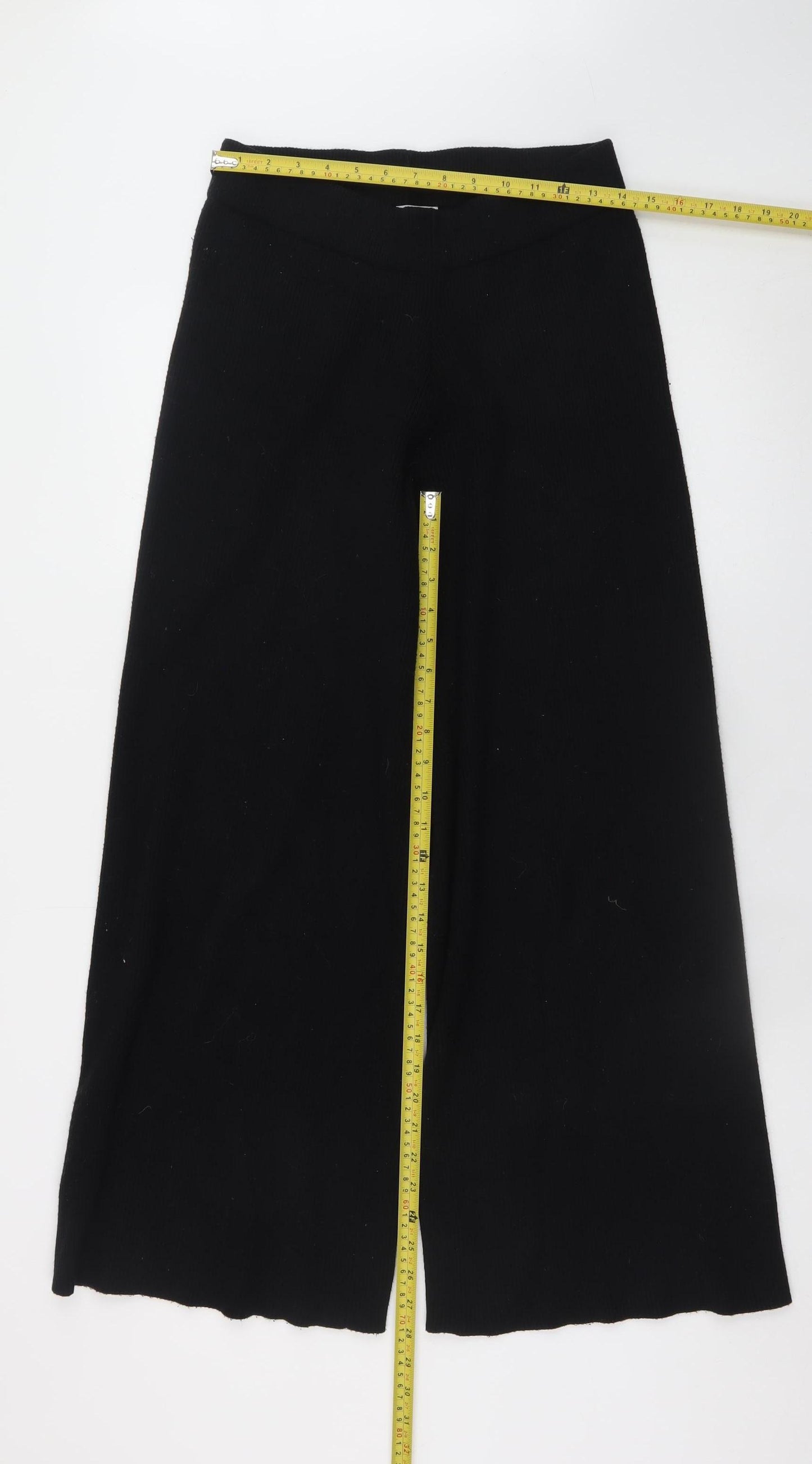 Compañía Fantastica Women’s Black Wide-Leg Knit Trousers Size 12