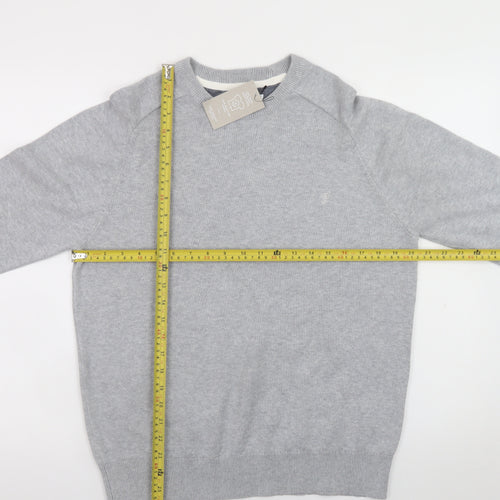 Farah Men's Grey Cotton Crew Neck Pullover Jumper M