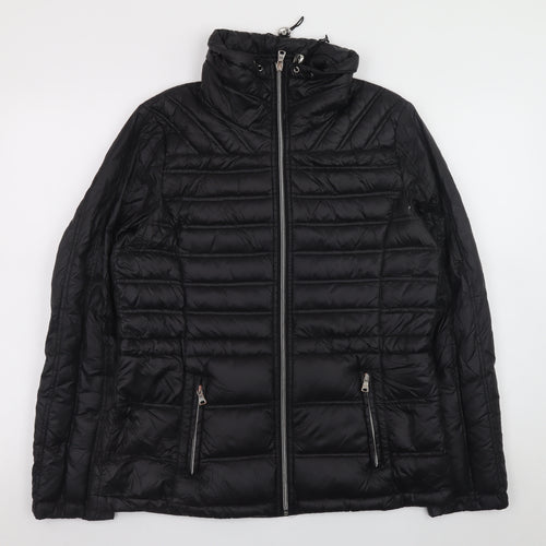 Jessica Simpson Womens Black Puffer Jacket M Hooded Winter Coat