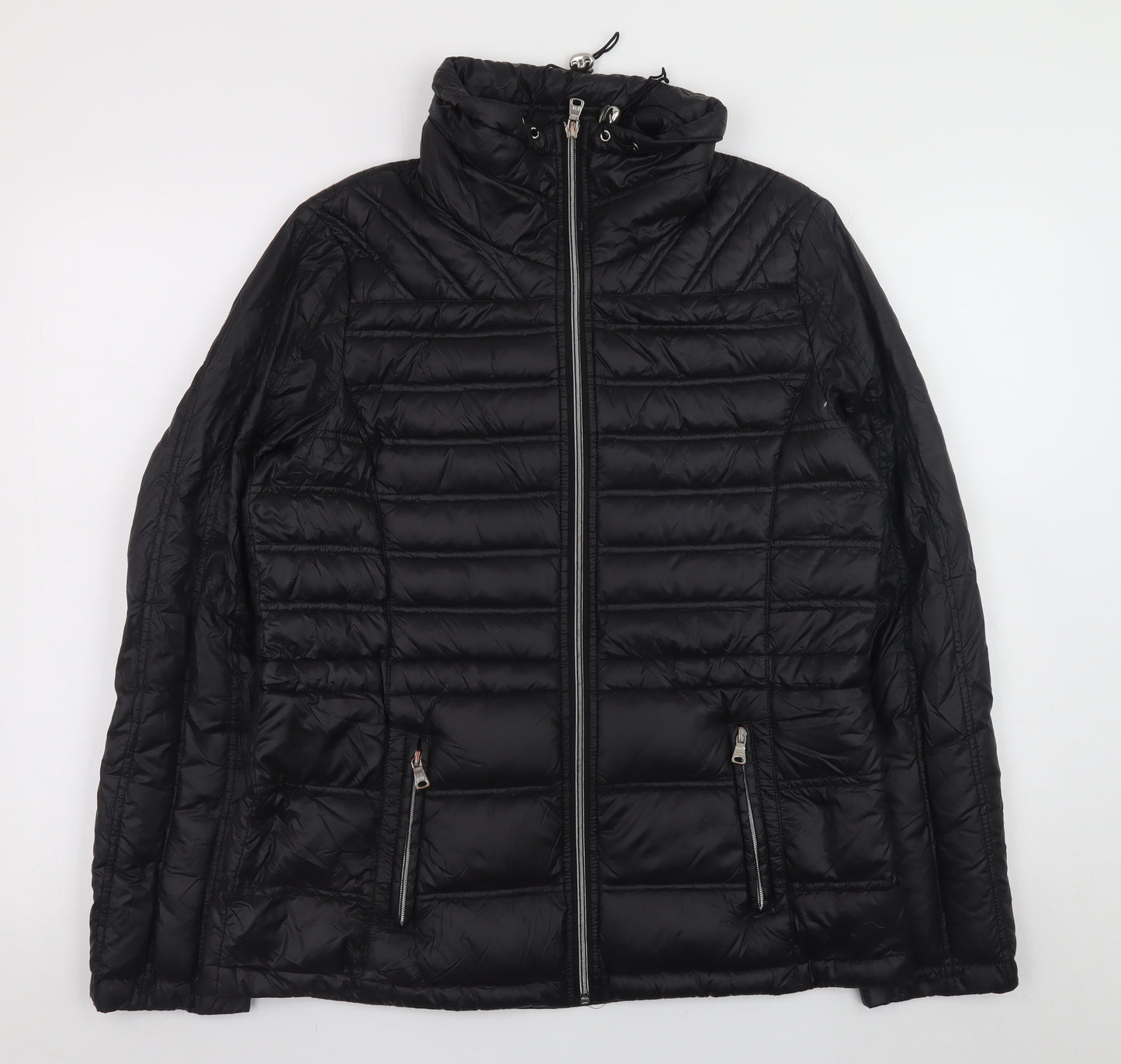 Jessica Simpson Womens Black Puffer Jacket M Hooded Winter Coat