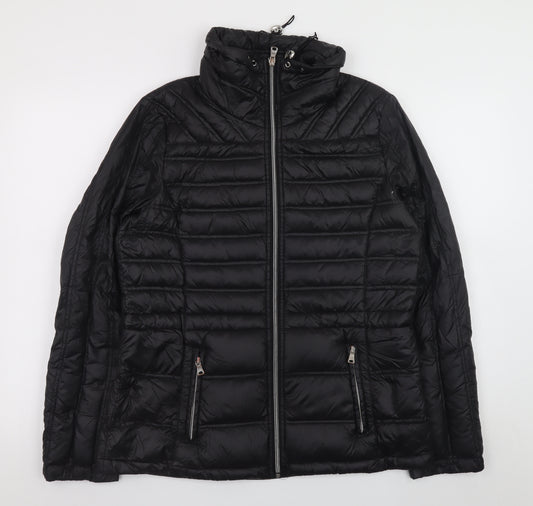 Jessica Simpson Womens Black Puffer Jacket M Hooded Winter Coat