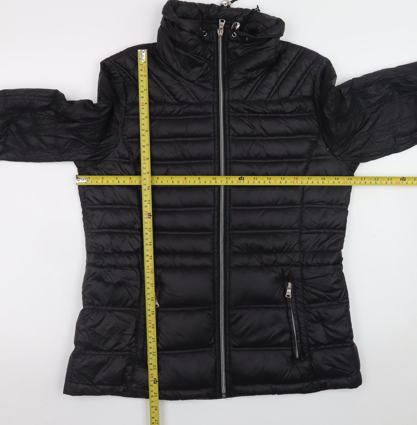 Jessica Simpson Womens Black Puffer Jacket M Hooded Winter Coat