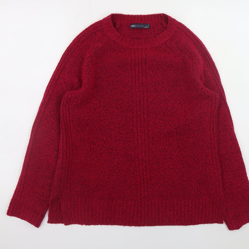 Marks and Spencer Women Red Small Crew Neck Long Sleeve Jumper