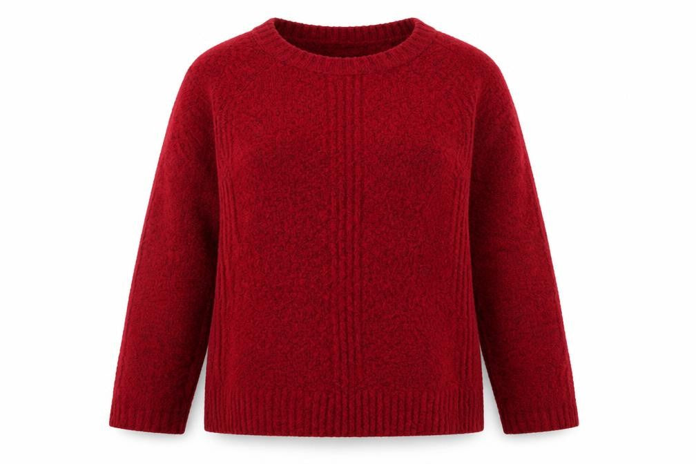 Front view of Marks & Spencer Women Red Small Crew Neck Long Sleeve Jumper