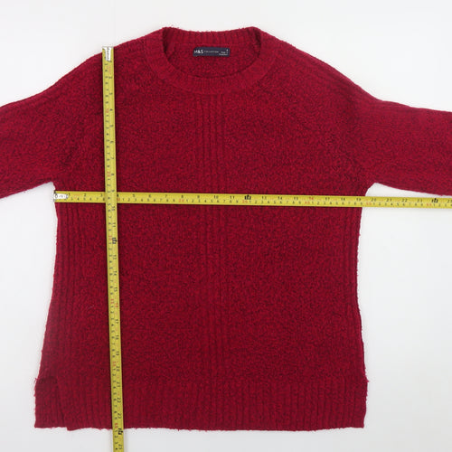 Marks and Spencer Women Red Small Crew Neck Long Sleeve Jumper