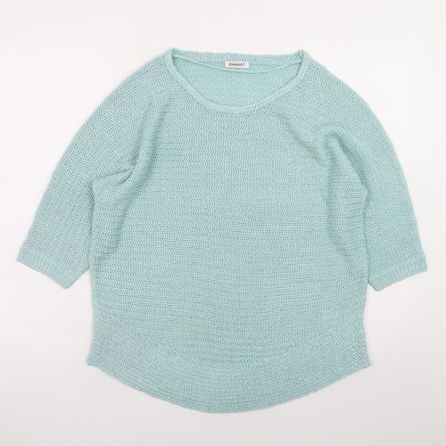 Damart Women Blue Open-Knit Pullover Jumper Size 14 3/4 Sleeve